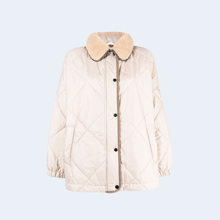 브루넬로 쿠치넬리 프레스 스터드 퀄팅 화이트 자켓